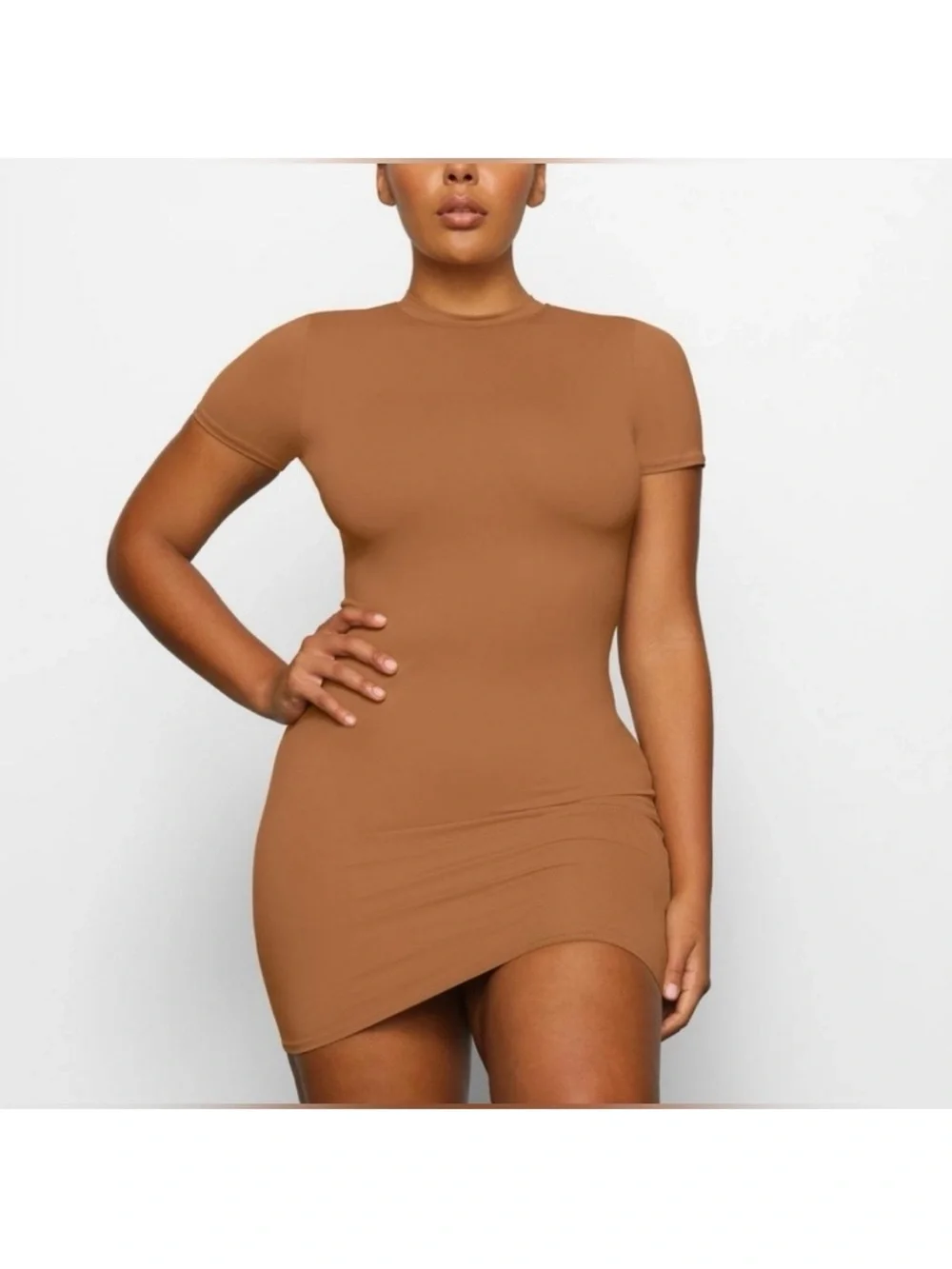 SKIMS Recycled Swim T-shirt swim dress in color Almond Size M